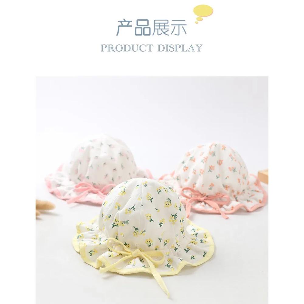 Spring Summer Cute Baby Girls Hat Floral Cotton Bucket Cap Dome Newborn Hats 1-18M