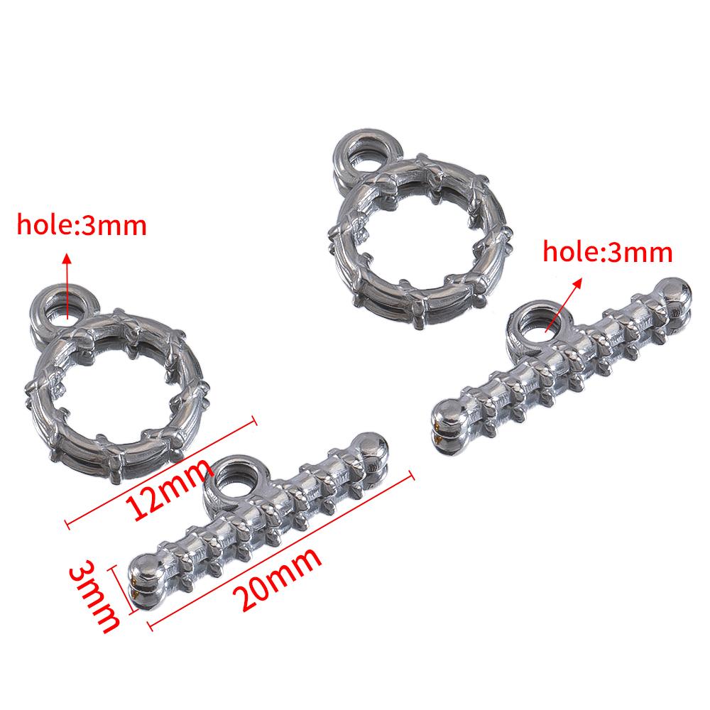 

3setst Stainless Steel Embossed OT Toggle Clasp Hook Circle Rings Connectors DIY Necklaces Bracelets Accessories Jewelry Making 3pcs