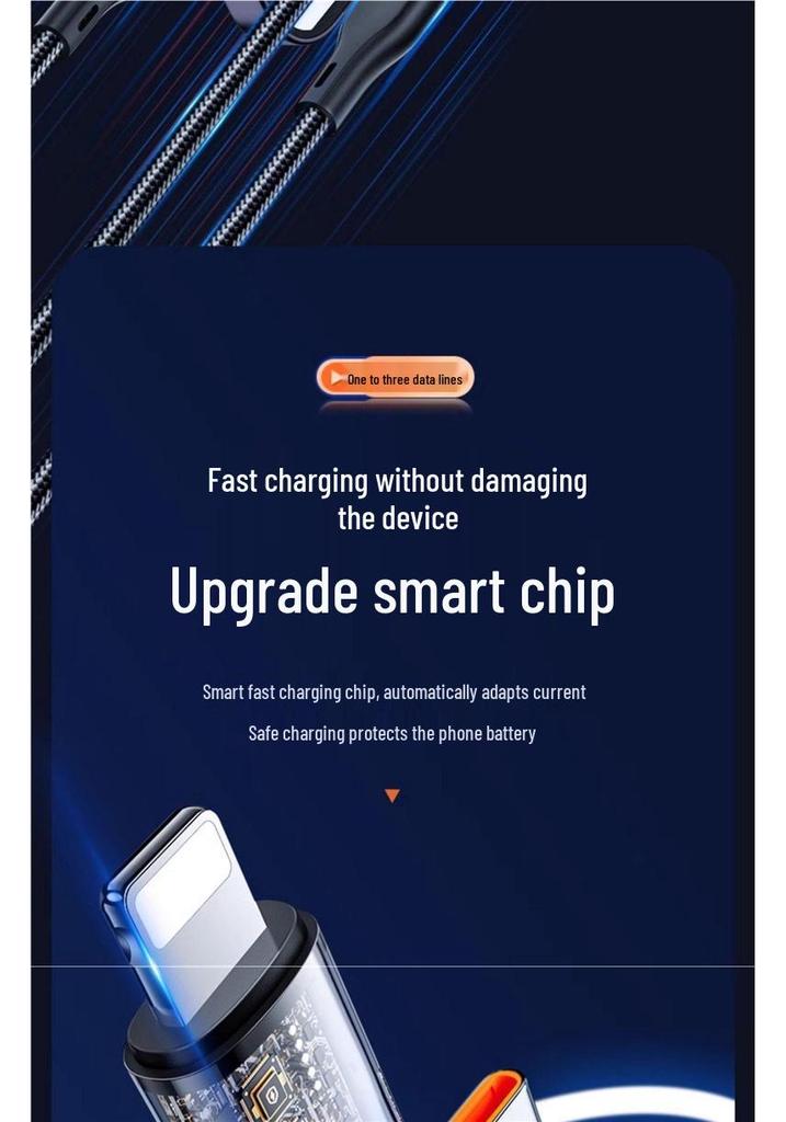 Universal Fast Charging 3-in-1 Multi-Head Cable for Car and Phone