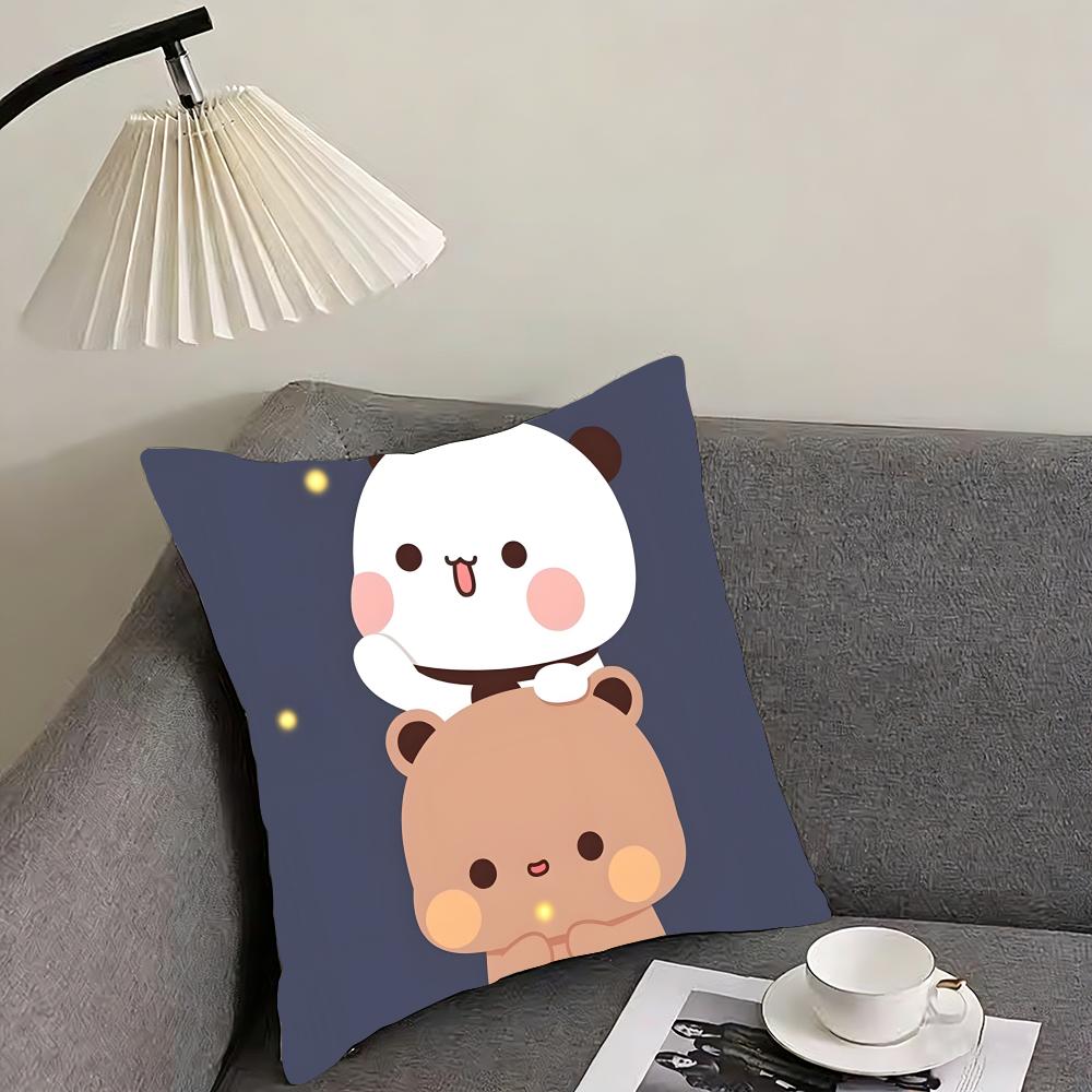 P-Panda Bubu And Dudu Cushion Cover Reversible Plush Pillow Cover – For car, sofa, bedroom, perfect as a gift.