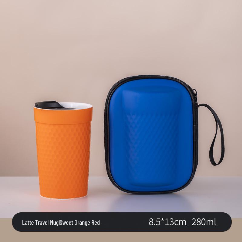 Lingmei Dual-Layer Insulated Ceramic Mug with Lid - Anti-scald Coffee, Latte, Americano, or Cola Cup Other