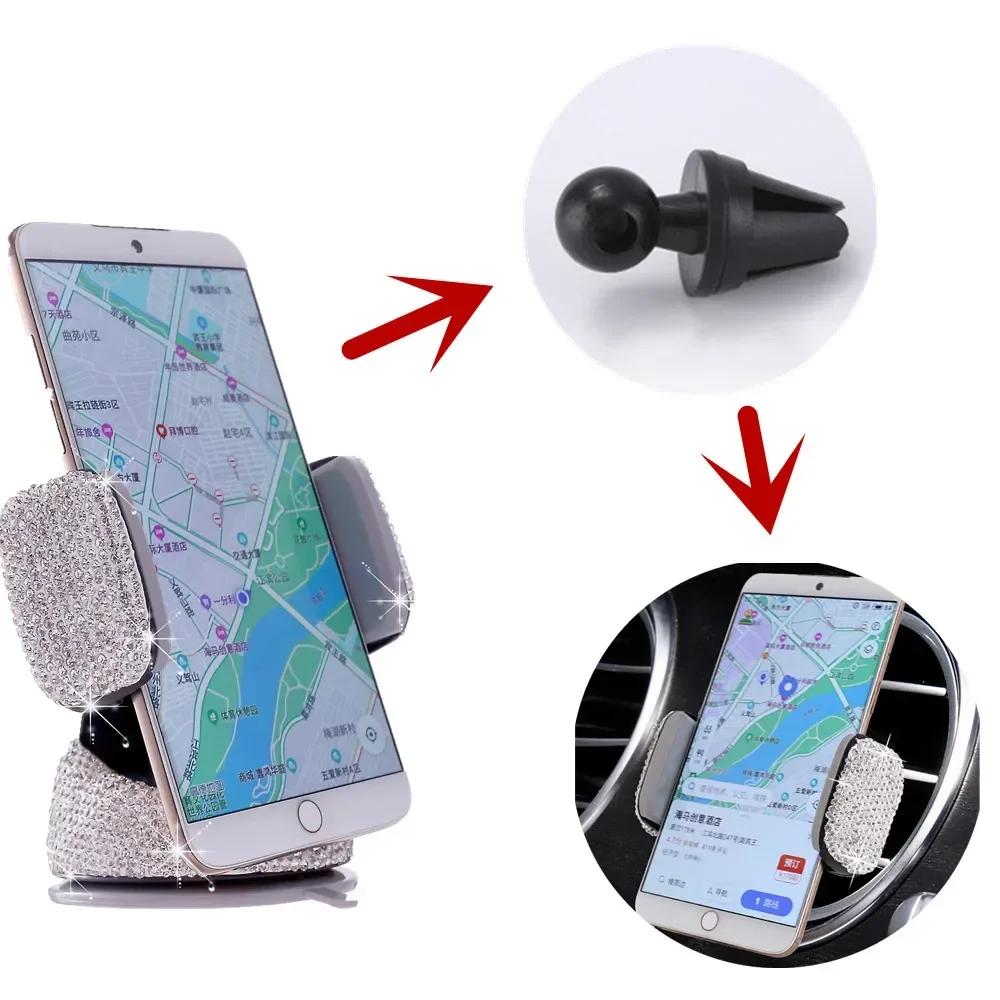 Crystal Diamond Car Phone Holder Bling Rhinestone Car Mount Magnetic Stand Mobile Phone GPS Holder For IPhone Samsung Xiaomi