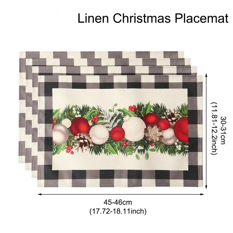 1PC Linen Christmas Placemats Tableware Mat Christmas Decorations For Home Kitchen 2024 Xmas Navidad Noel NewYear Table Decor