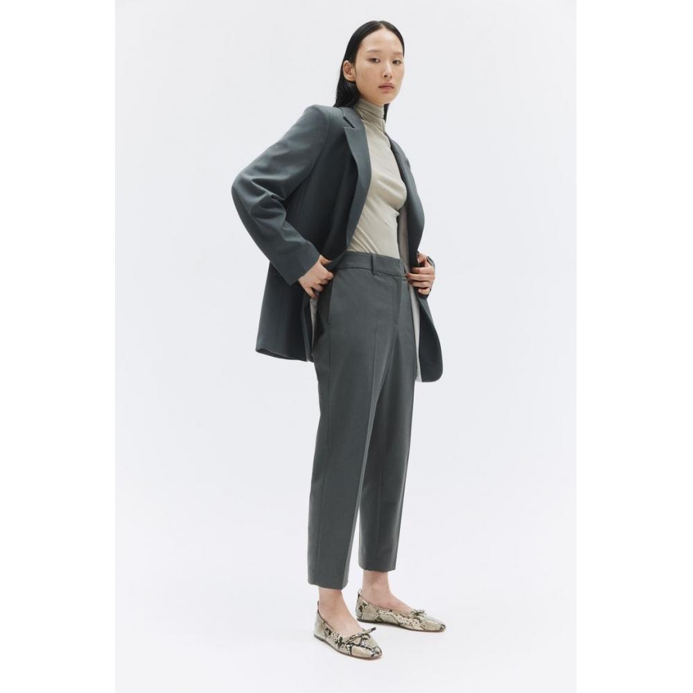 

H M Cigarette Pants Dark Grey Green