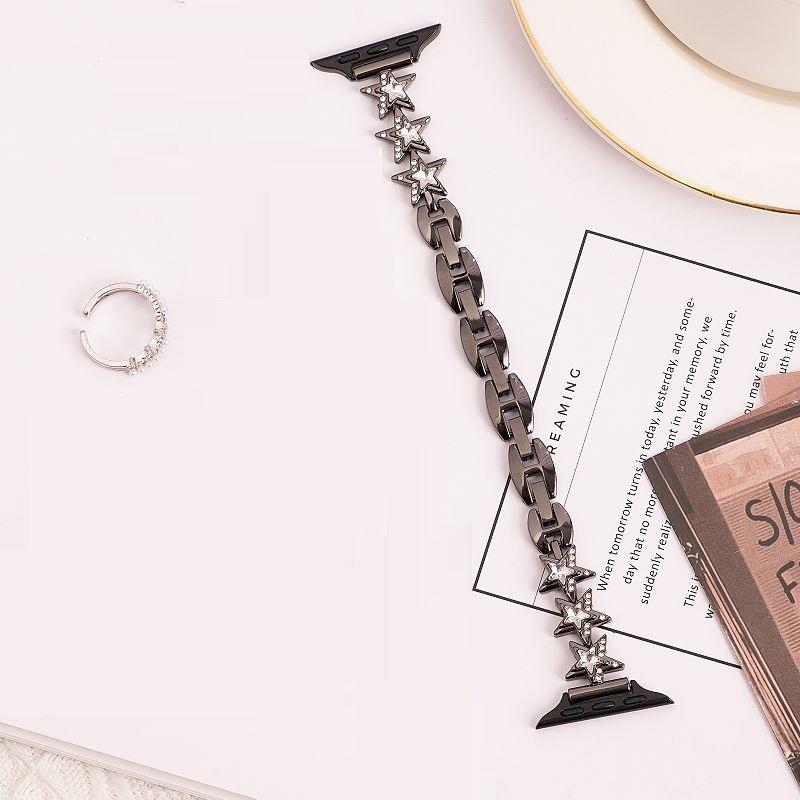 Slim Metal Band for Apple Watch Girls Correa 49 45 44 42 46 40 41mm Bling Diamond Bracelet Jewelry Star Strap for iWatch S10 9 8