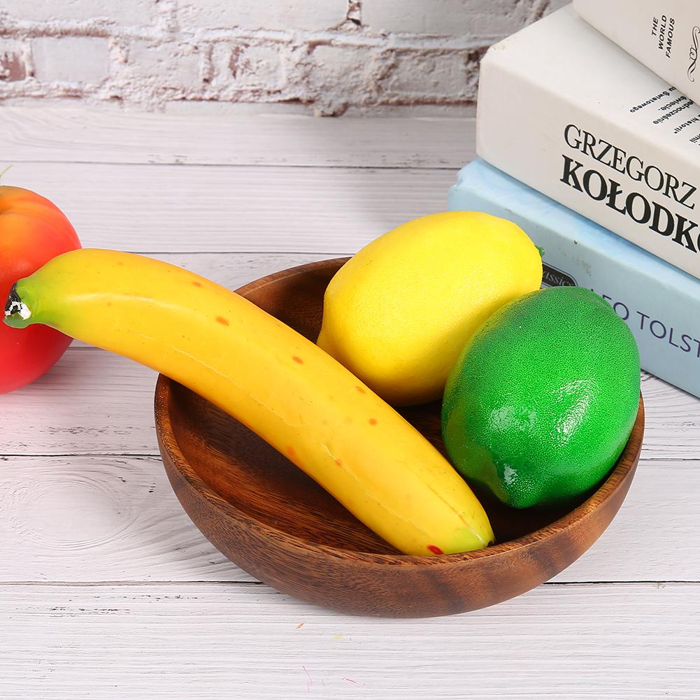 Wooden Snack Dish Fruit Food Salad Soup Bowl For Home Coffee Shop