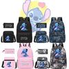 Stylish Black Stitch Backpack Set With Versatile Shoulder Bag And Pencil Case For School