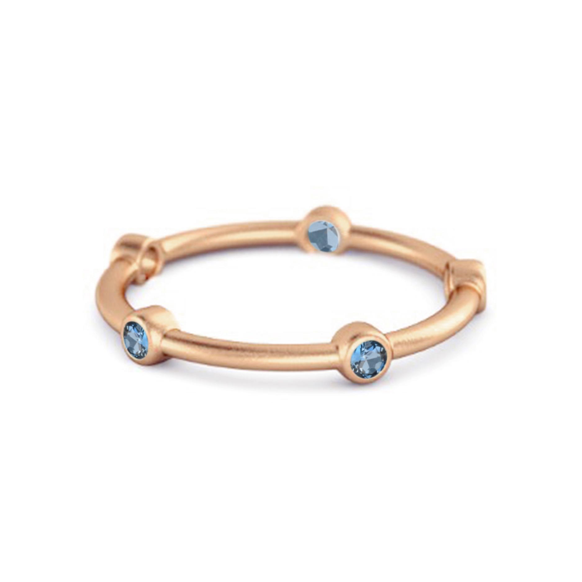 

London Blue topaz Minimal Stackable Band Ring - 925 Sterling Silver Rose Gold Vermeil 11 Яскраво-рожевий