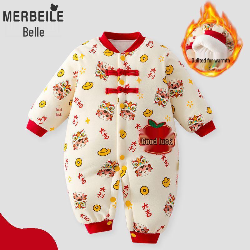 

Newborn Winter Onesie: Thickened Velvet Baby Jumpsuit for Outings and Crawling 80cm