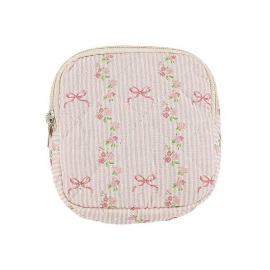 Cute Makeup Pouch for Women Small Zipper Cosmetic Bag with Cherry Print Aesthetic Travel Toiletry Bag