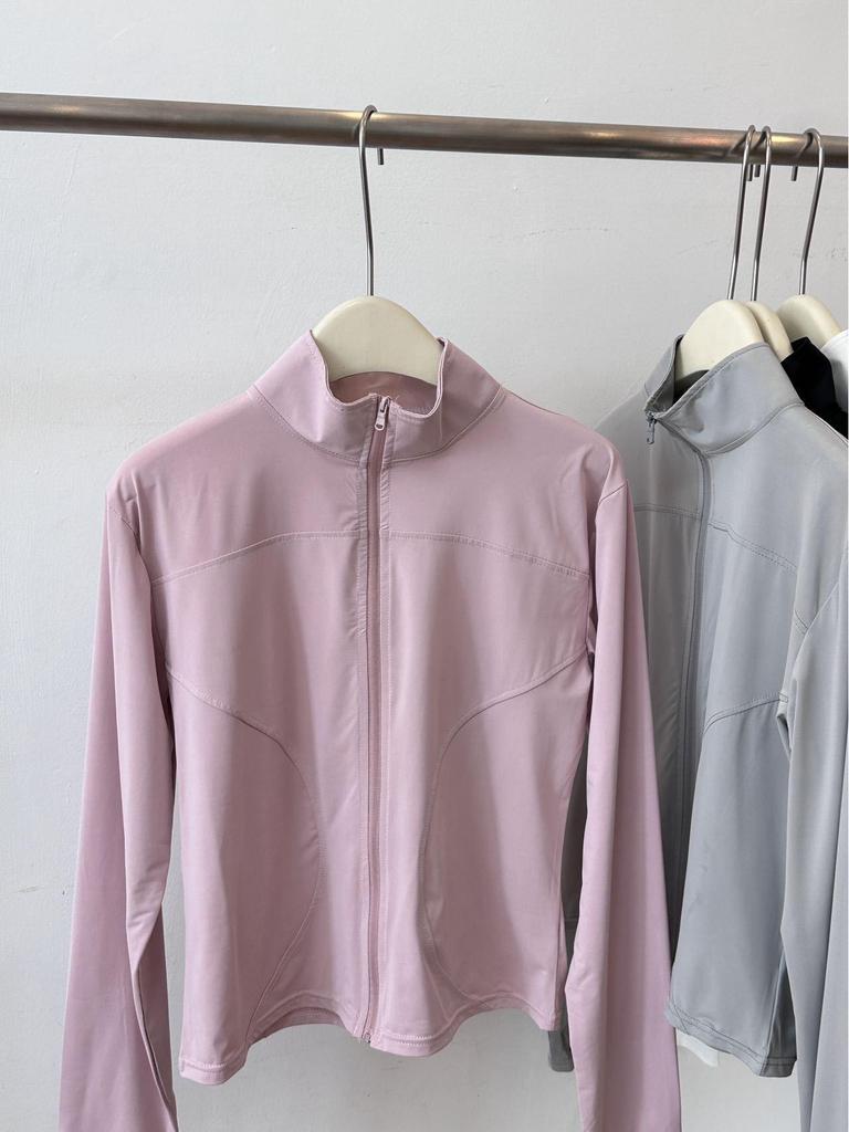 Damen Slim Fit Stehkragen Reißverschluss Sportjacke für Sommer 2025 Yoga & Sonnenschutz