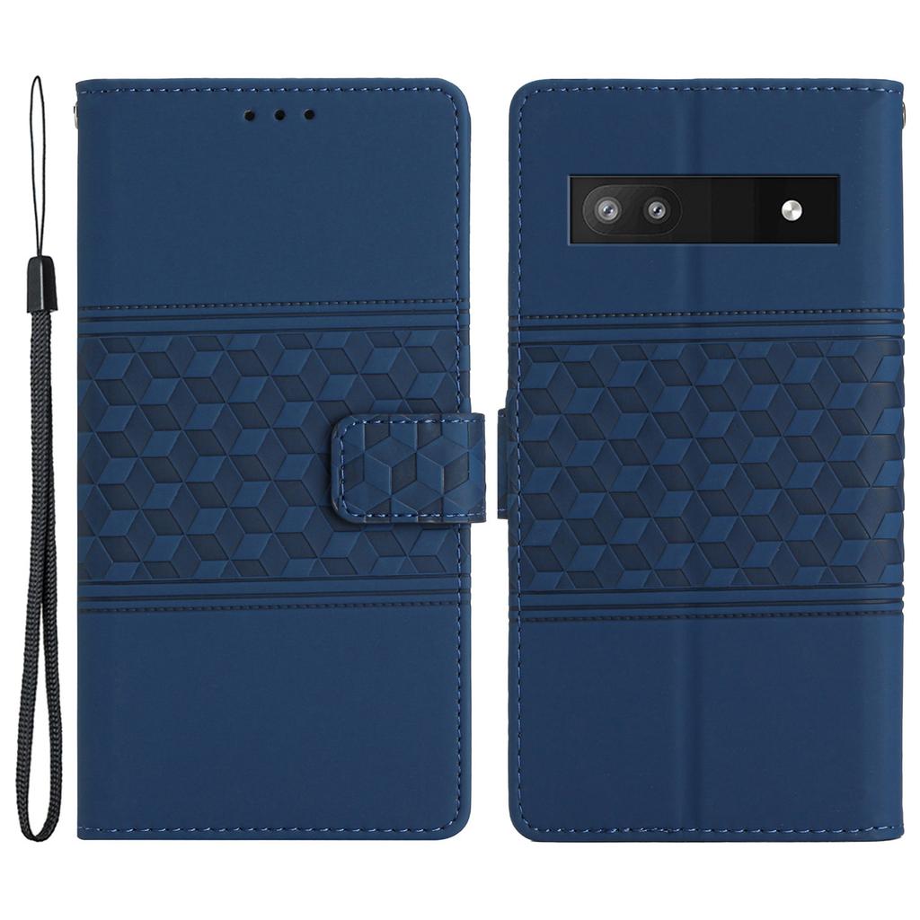 Imprinted Rhombus Leather Case for Google Pixel 7a,Anti-drop Phone Stand Wallet Cover