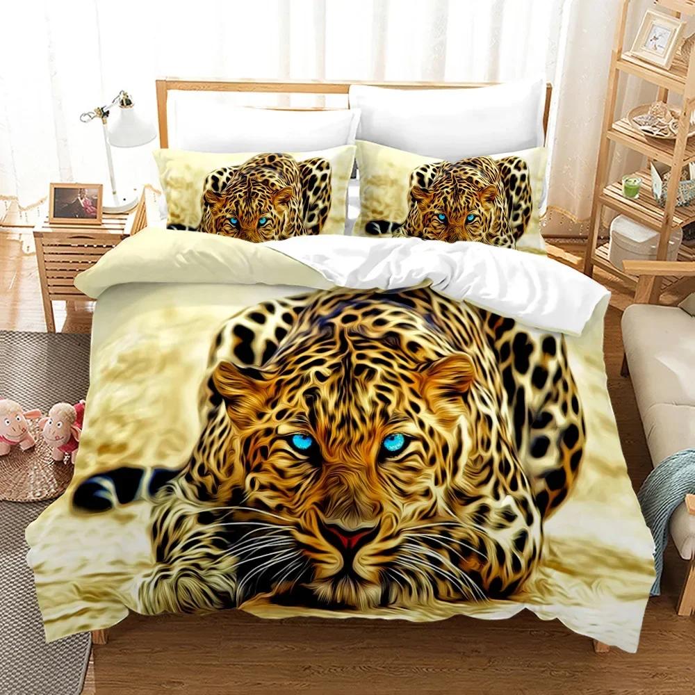 Leopard Black Panther Comfortable Duvet Quilt Cover Pillowcase Bedding Set Children Bedroom Decoration Home Textile