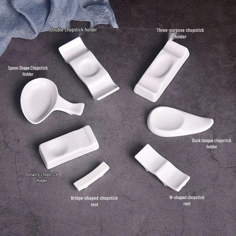 Pure White Ceramic Chopstick and Spoon Rests - 10 Pack