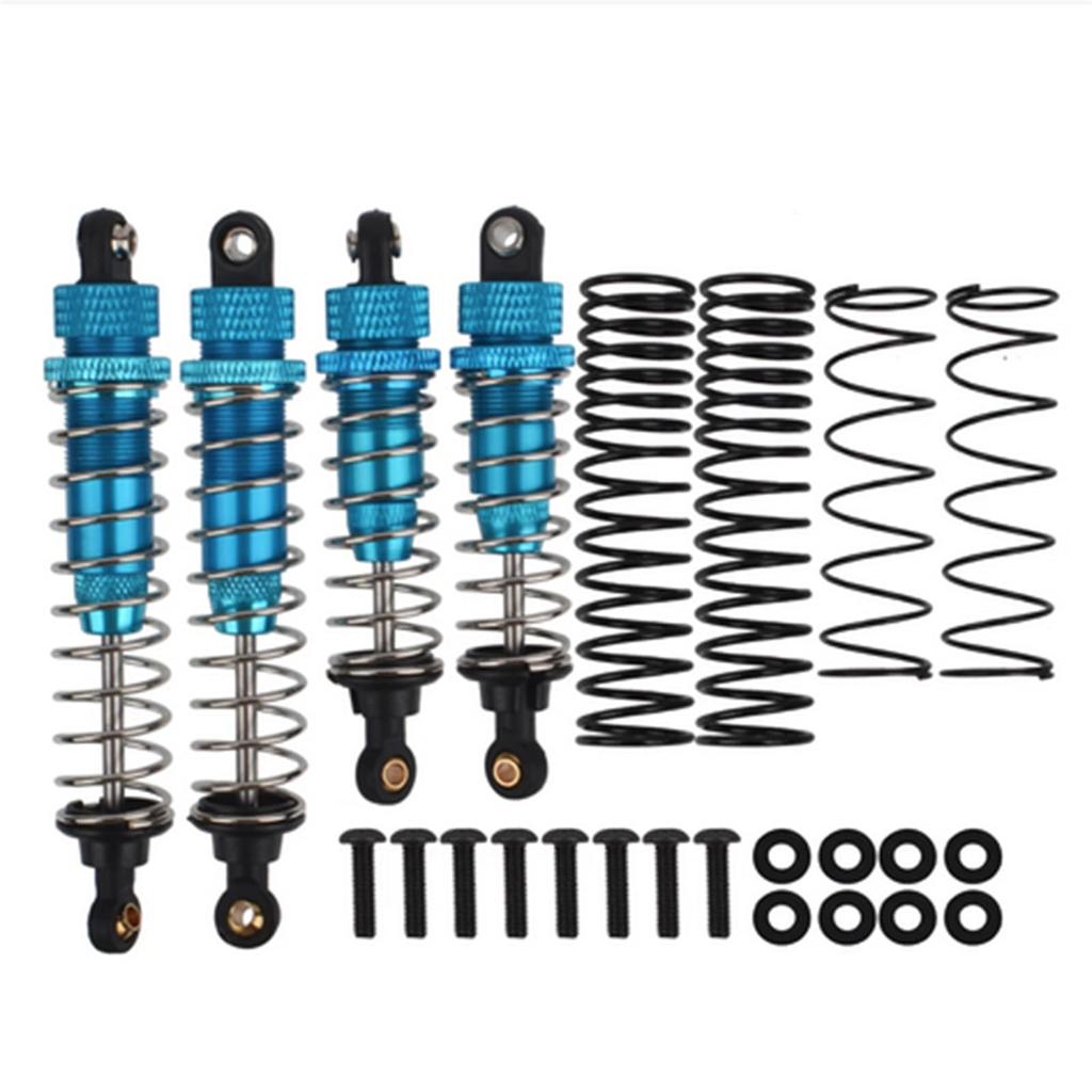 XBERSTAR 1/10 RC Front and Rear Shock Absorbers, 4-Pack Aluminum Shock Absorbers for Tamiya DT-02, DF-02, DT-03, TT-02B 1/10 RC Upgrade Parts (Blue)