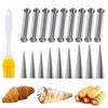 6~24pcs Forma para Assar Croissant com Pincel de Óleo Aço Inoxidável Doméstico DIY Ferramentas de Sobremesa para Cozinha Tubos de Cannoli para Pastelaria Dinamarquesa TMZ