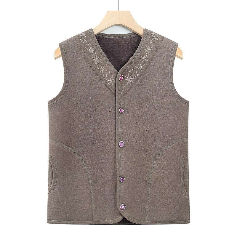 

Fleece thickened vest jacket autumn and winter women s thermal vest wife German velvet vest 4XL (recommended 135-75kg) темно-коричневого кольору