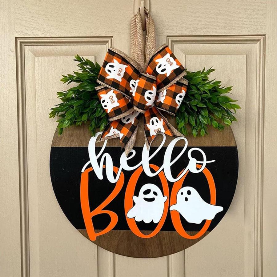 1pc Halloween Ghost Pumpkin Door Hanging Sign - Festive Welcome Decoration For Home, Office, And Garden - Perfect Housewarming