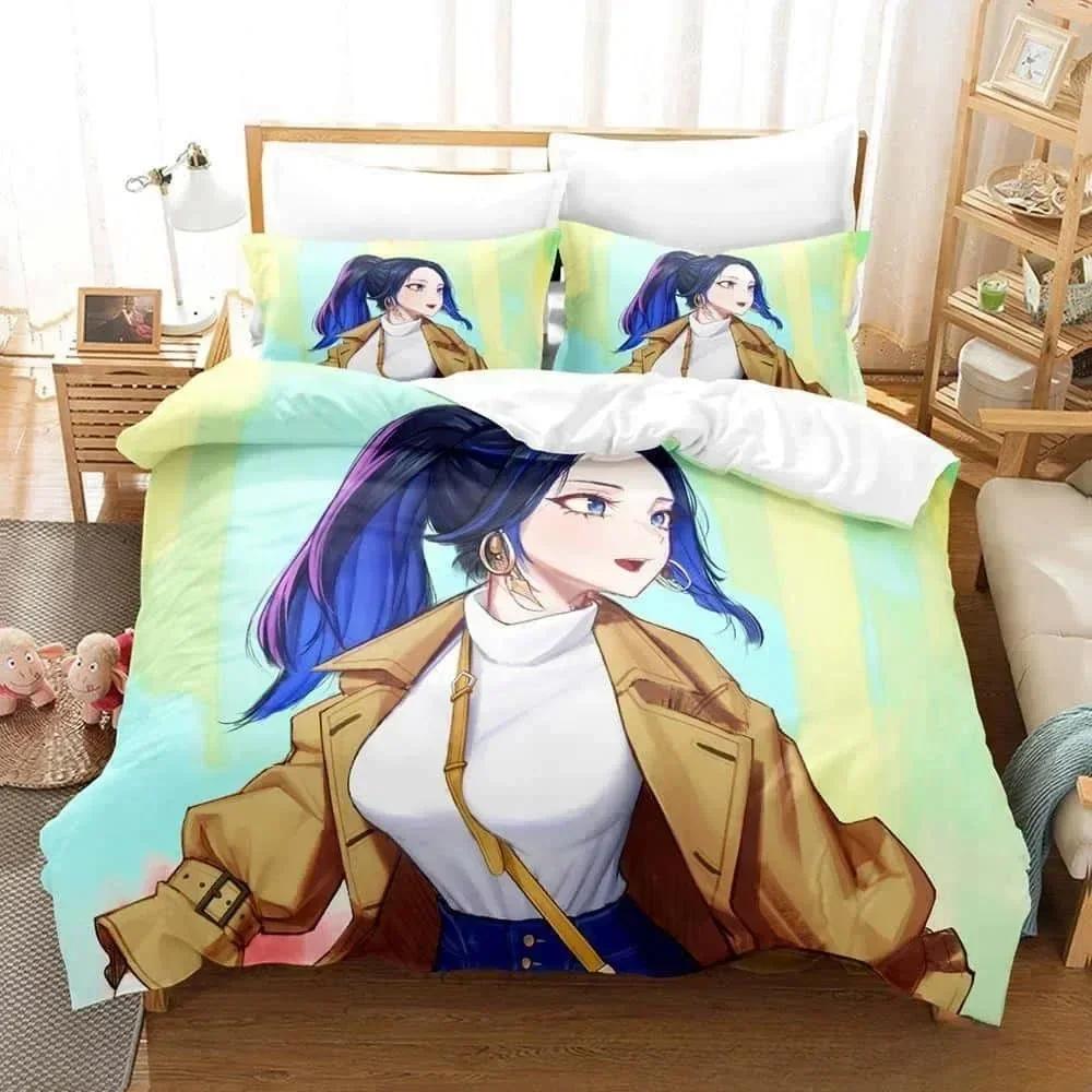 Comforter 3D Print Anime Ouro Kronii Bedding Set Printed Bed Set With Bed Soft Queen King Size Bedclothes Home