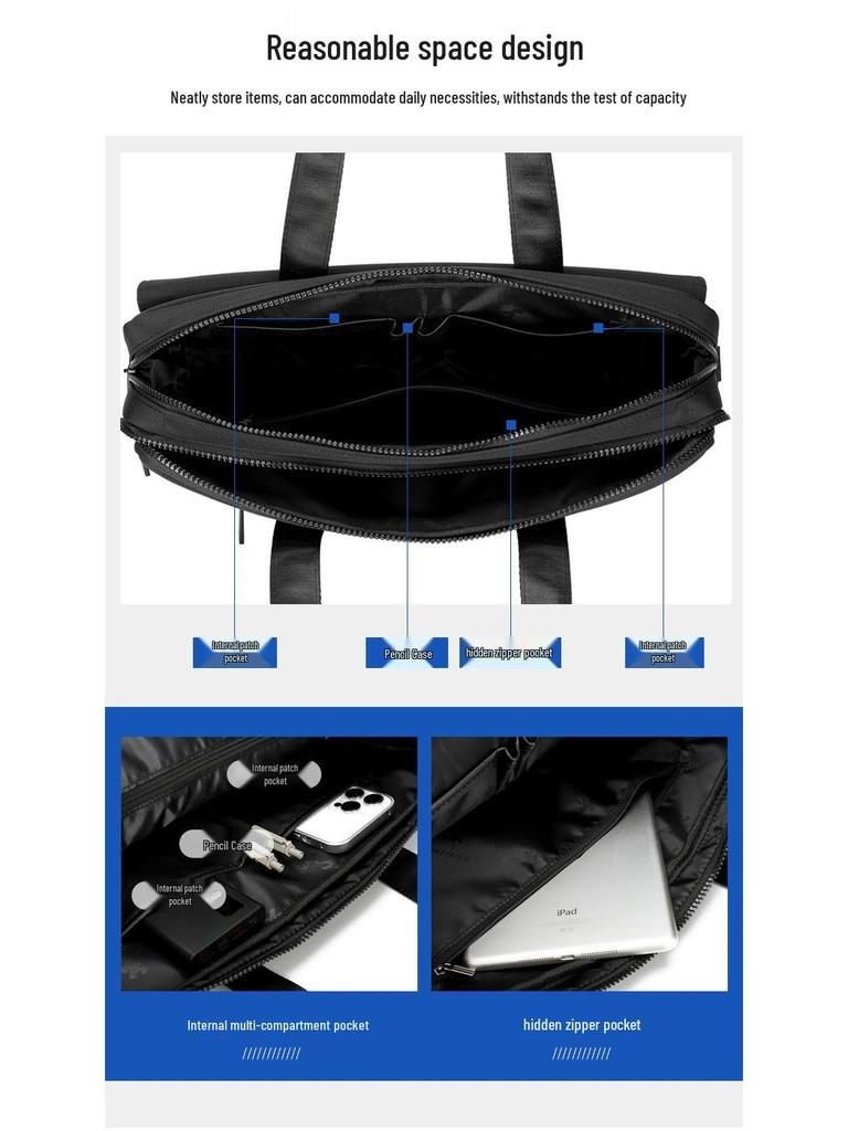 Men's Casual Oxford Multi-Layer Travel Briefcase - Large Capacity Laptop & Business Handbag