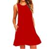 With  Solid Color Sleeveless Loose Dress Women O Neck Mini Causal Dress Office Club Party Vestidos