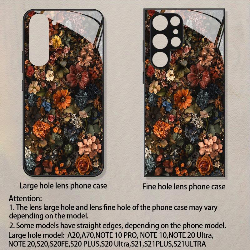 Retro Floral Pattern 2D Phone Case for Samsung S26 S25 S24 S23 S22 S21 S20 A55 A54 A53 Tempered Glass Protective Cover