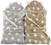 CREDIBLE Baby Cute Star Print Swaddle and Baby Bib Set of 6 for Toddlers with Original Merchandise BM0244A Bathrobe, (Brown, Girls' Set)