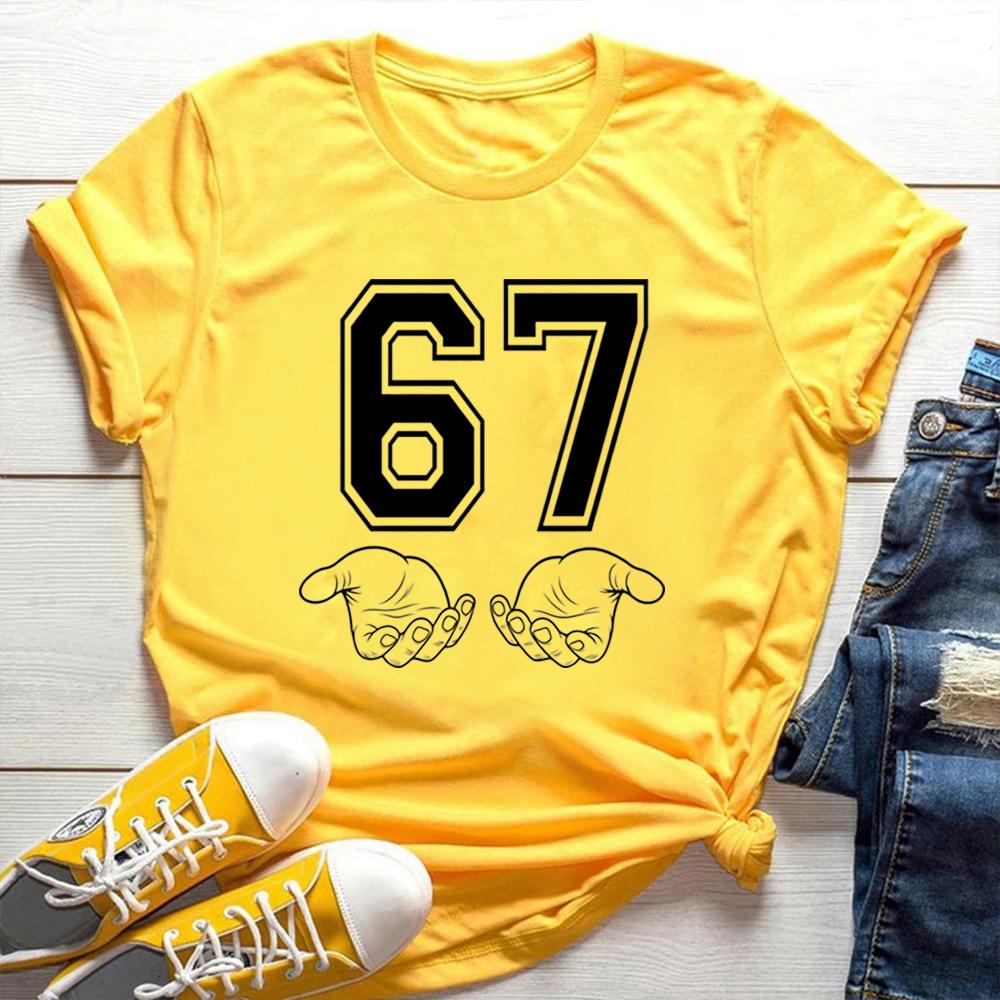 Funny Six Seven T-shirt 67 Hand Tshirt Meme Generation Alpha Tshirt 67 Tee Unisex Short Sleeves Tops Funny Gen Alpha Gift