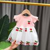 Baby Girl Summer Short-sleeved Dress Clothes cotton Stitching Embroidery Yarn Foreign Girl princess dresses