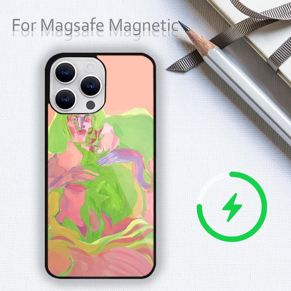 Amybeager Art Etui na telefon dla iPhone 15 14 13 12 11 Plus Pro Max Magsafe Magnetyczne Ładowanie Bezprzewodowe