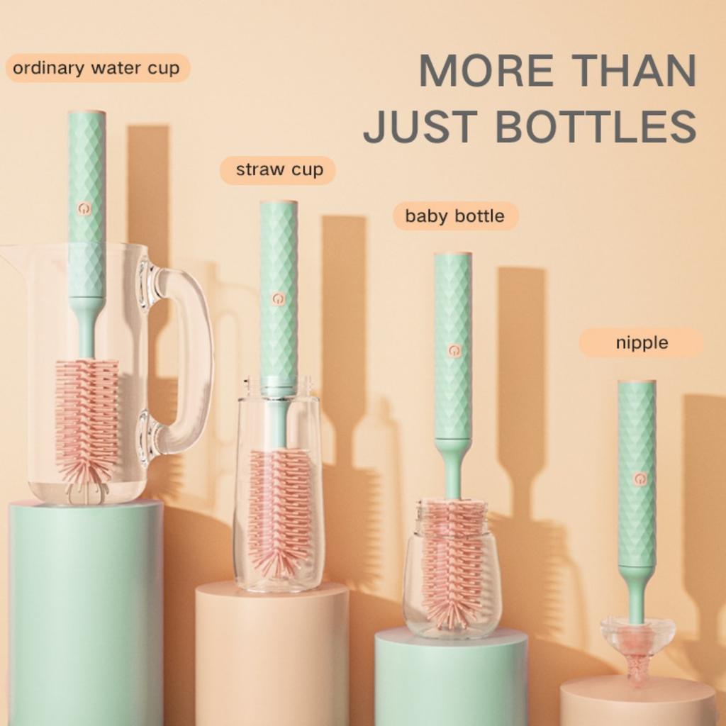 Electric Bottle Brush, Silicone Pacifier Brush 360 Degree Rotation Baby Pacifier Brush Cleaning Brush Set