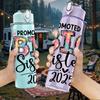 1PC Promoted To Big Sister 2025 Print 750ml Color Plastic Sports Water Bottle Leakproof Flip Straw Lid Suitable for Sports Office Home Use