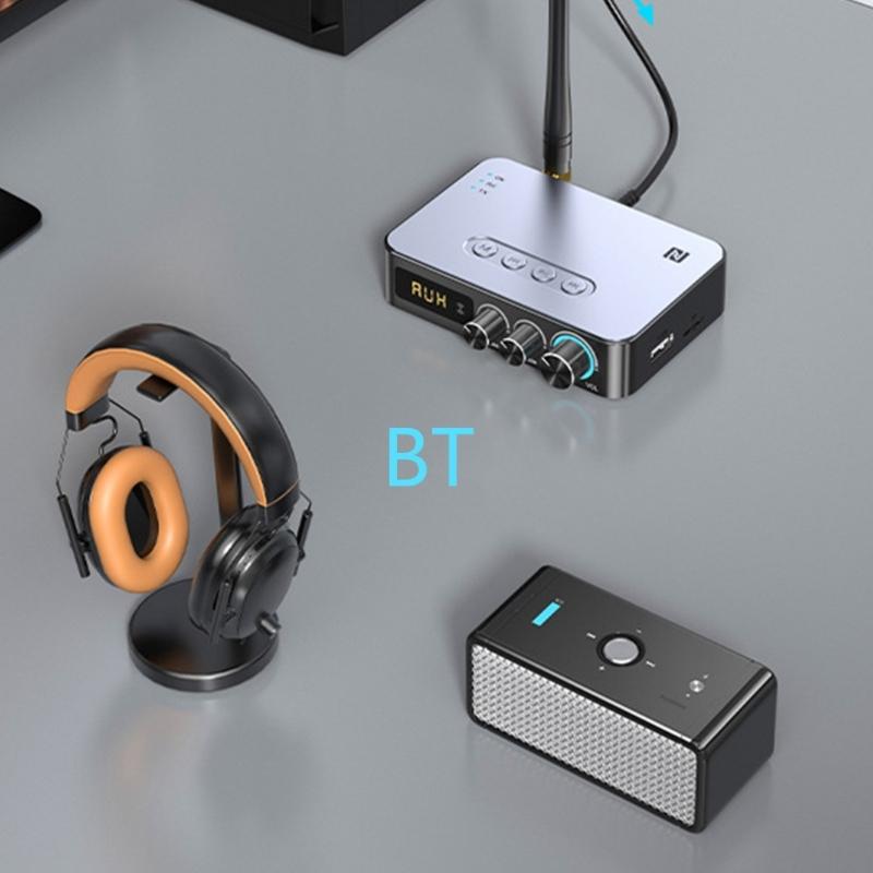 Wireless Audio Receiver Transmitter BT5.1 NFC 1200mAh Stereo- 3.5mm RCA- Adapter Support TF FM Radio with Remote Contol