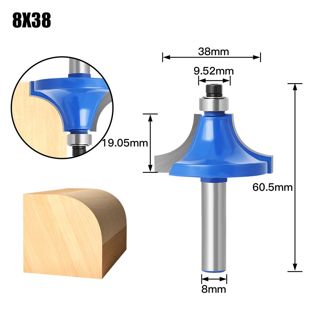 2-Piece Set of 8 Handle Rounded Corner Knives, Minzai Knife, Slotting Tool, Trimming Machine, Cutter Head Inverted R Angle Cutter, Edge Milling Cutter