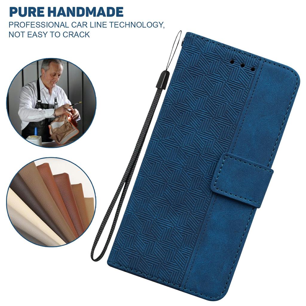 For iPhone 17 Pro Max Case Geometry Pattern Leather Wallet Phone Cover with Wrist Strap
