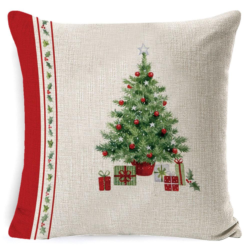 Christmas red and white elk snowflake Christmas tree linen pillow cushion cover home pillow cover European style