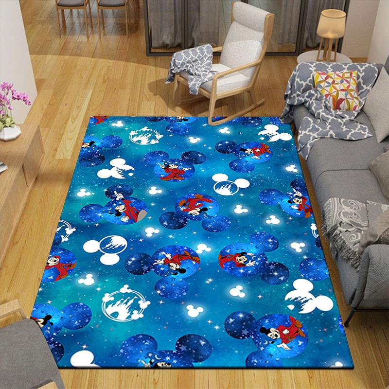 1pc mickey and minnie Area Rug, Non Slip Floor Mat, Cartoon Character Design, Soft Velvet, Room Decor, Washable