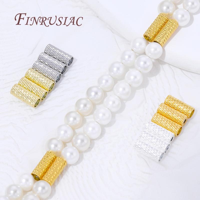 4x10mm 18K Gold Plated Magnetic Tube Beads For Jewelry,Multiple Rows Pearl Necklace Making DIY Accessories,Bracelet Spacer Beads