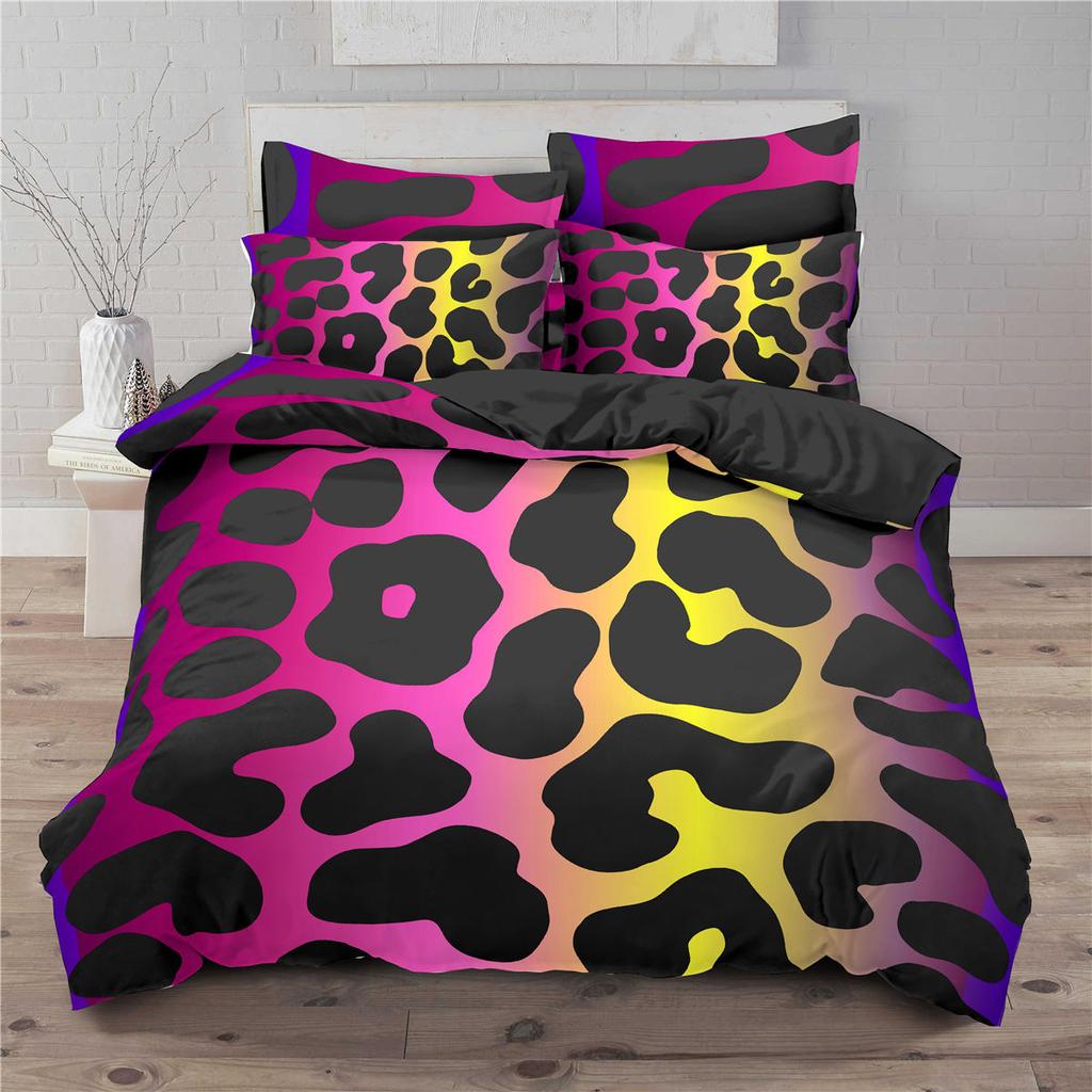 Colorful Leopard Print Duvet Cover Twin Size Safari Cheetah Print Comforter Cover Africa Animal Bedding Set For Girl Boys Teens