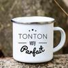 Super Tonton Papy Printed Funny Enamel Creative Coffee Cups Camping Mugs Handle Drinkware Vacation Mug Father's Day Best Gifts