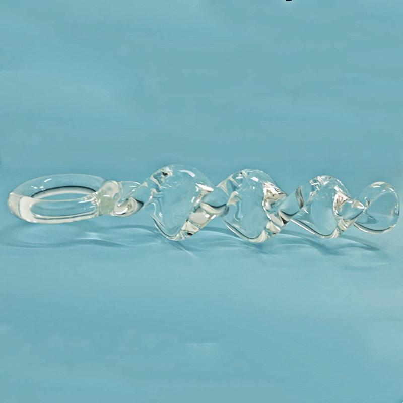 Transparent 7.9 Inch Screw Pleasure Wand Glass Plug