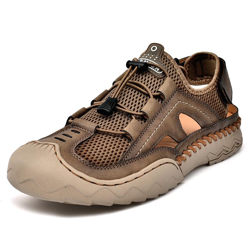 38-46 Summer Men's Large Fashion Outdoor Casual Sandals Handmade Mesh Breathable Sandals Beach Shoes
