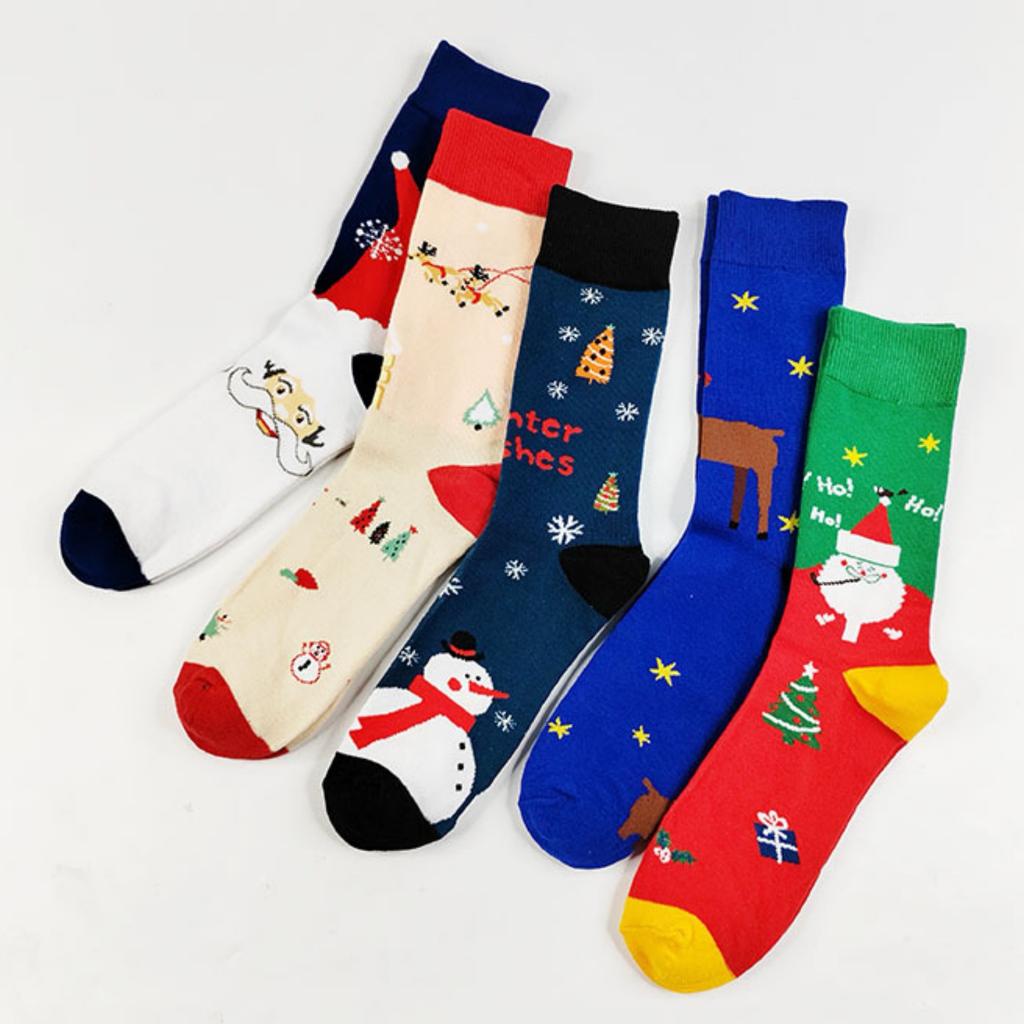 Christmas Gifts Mid-calf Socks Elk Christmas Cartoon Cotton Trendy Socks