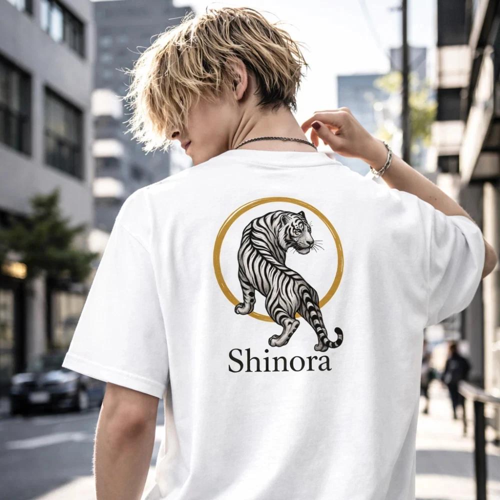 

Tiger Graphic T Shirt Men Streetwear Japanese Style Back Print Cotton Tee S