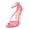 Women Metal Super High Heel Sandals Peep Toe Ankle Strap Sexy Single Shoes for Nightclub Party Catwalk Show Dance Cross Dressing