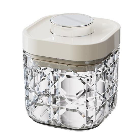 Vintage Airtight Storage Jar Clear Plastic Food Container with Pop Lid Stackable One Button Opening Kitchen Storage Organizer for Cereal Rice Flour