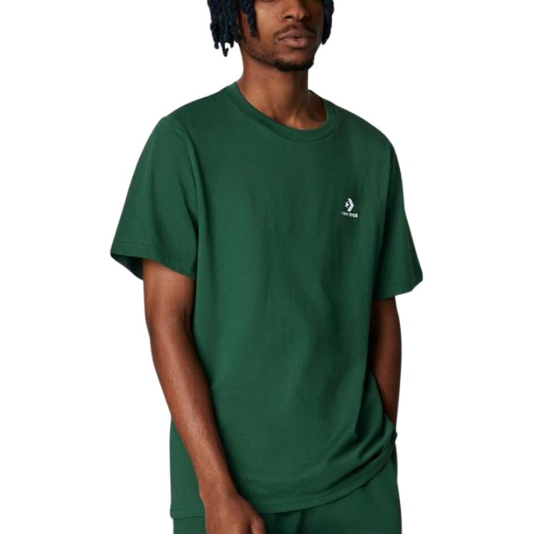 Converse T Shirts Unisex Green Crew Neck Moderate Straight Fit 10023876-A03