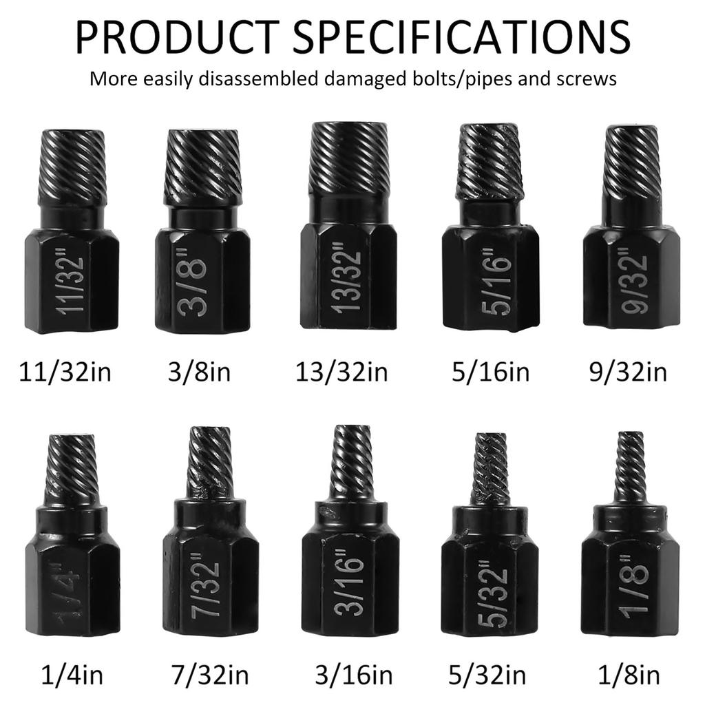10/20Pcs Multi Spline Screw Extractor Set Alloy Steel Damaged Bolt Removal Tool Easy Out Rusted Bolt Removal for 1/8-13/32Inch