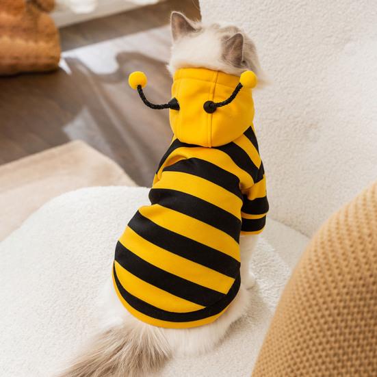 Haustier-Bienenkostüm mit Kapuze, Hund, Halloween-Kleidung, Winter, warme Haustier-Kapuzenpullover, Katzenurlaub, Cosplay-Outfit für kleine, mittelgroße Hunde und Katzen