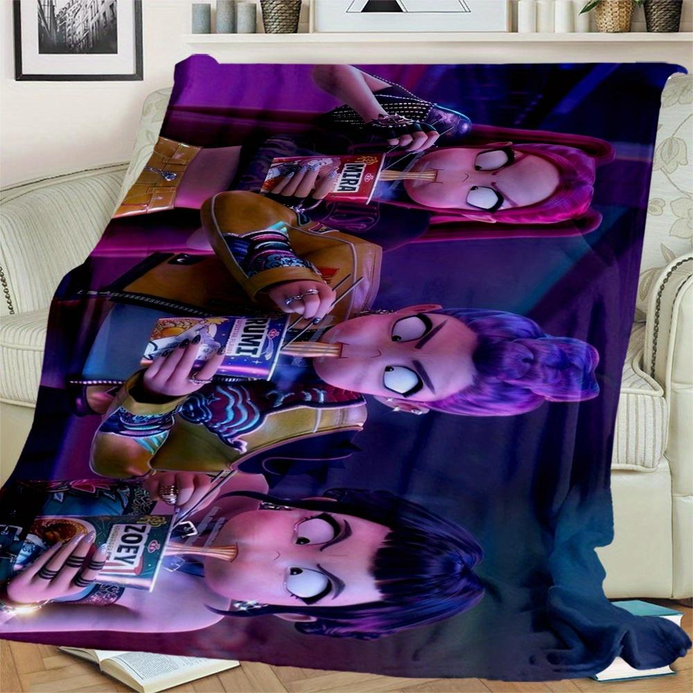 1Pc HUNTR X Zoey Print Flannel Blanket, Comfortable for All Seasons, Home Decor, Warmth and Comfort, Perfect for Christmas Gifts821061